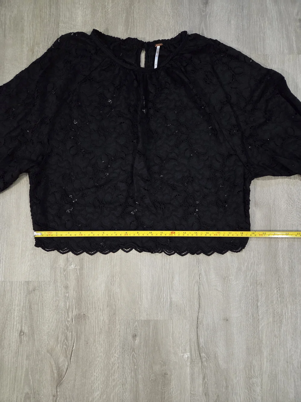 Free People Black Lace Cropped Blouse / Smock Top